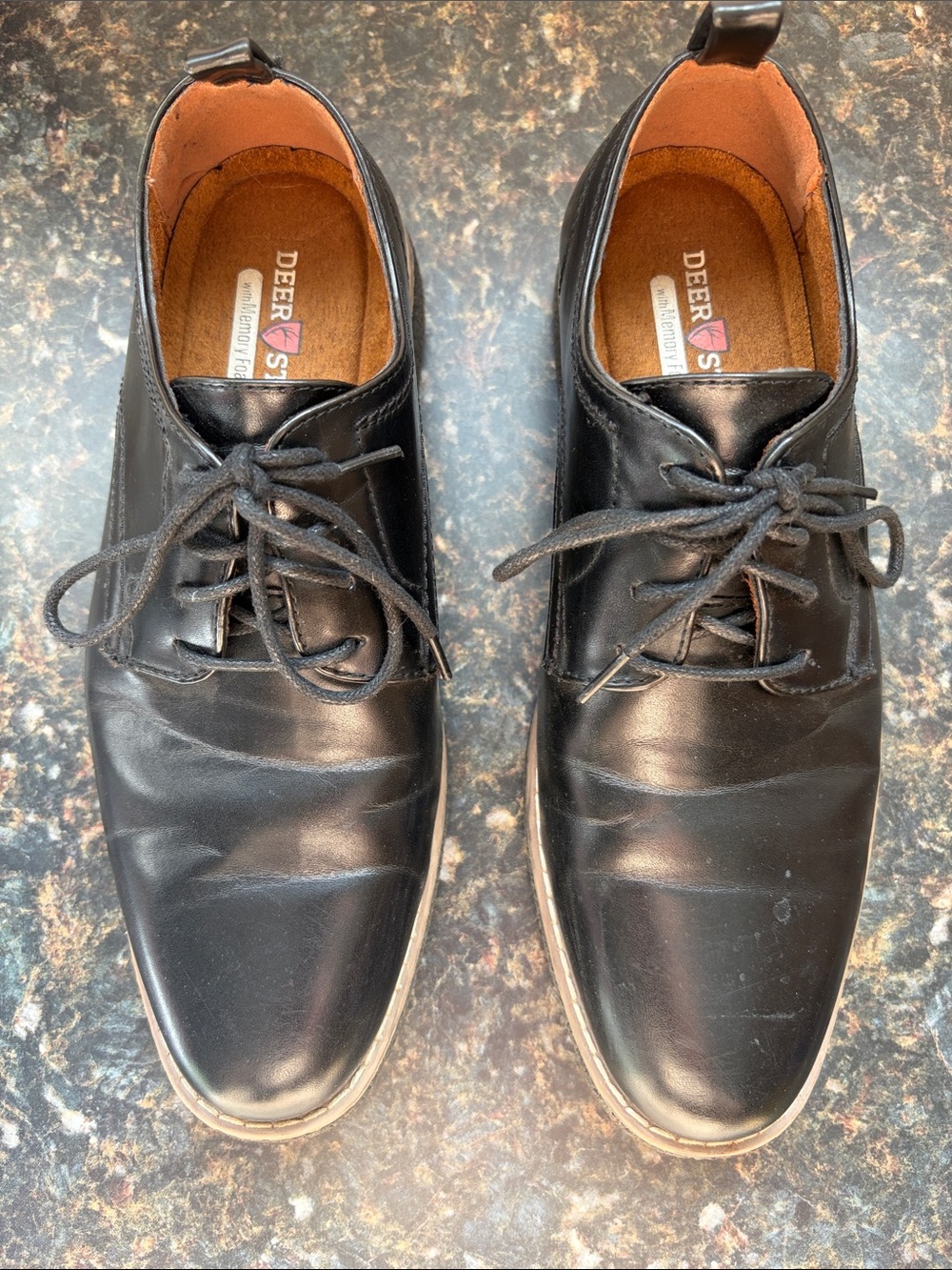 Deer Stags Black Leather Lace-Up Oxfords